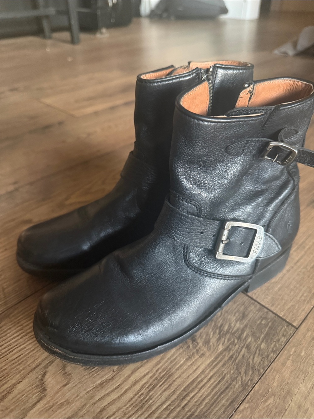 FRYE AND CO. Black Leather Women’s Buckle Ankle Boots